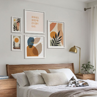 Billedsæt over sofa Stilfuld abstrakt plantegrafik