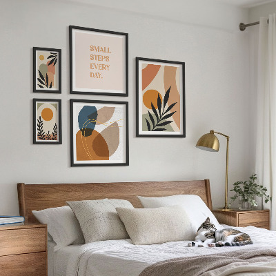 Billedsæt over sofa Stilfuld abstrakt plantegrafik