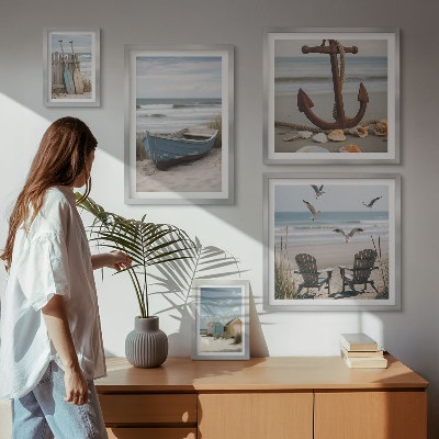 Billedkomposition til væg Kyststemning, afslapning, strand
