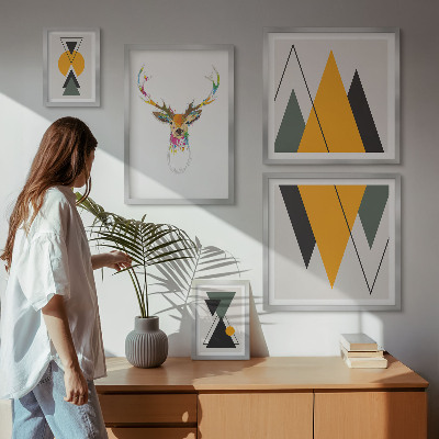 Billedsæt over sofa Farverige motiver i boho-stil