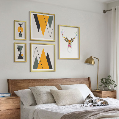 Billedsæt over sofa Farverige motiver i boho-stil
