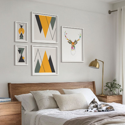 Billedsæt over sofa Farverige motiver i boho-stil