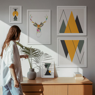 Billedsæt over sofa Farverige motiver i boho-stil