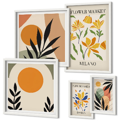 Billedkomposition til væg Abstrakte blomster i boho-stil
