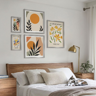 Billedkomposition til væg Abstrakte blomster i boho-stil