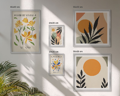Billedkomposition til væg Abstrakte blomster i boho-stil