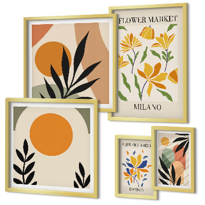 Billedkomposition til væg Abstrakte blomster i boho-stil