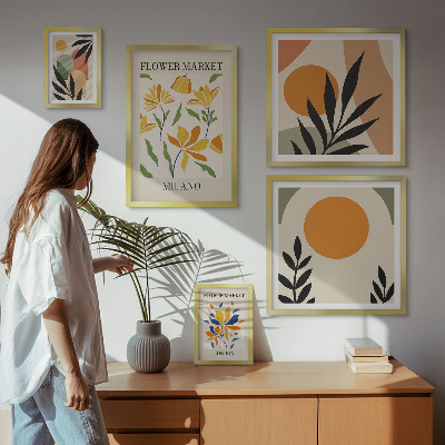 Billedkomposition til væg Abstrakte blomster i boho-stil