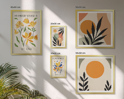 Billedkomposition til væg Abstrakte blomster i boho-stil