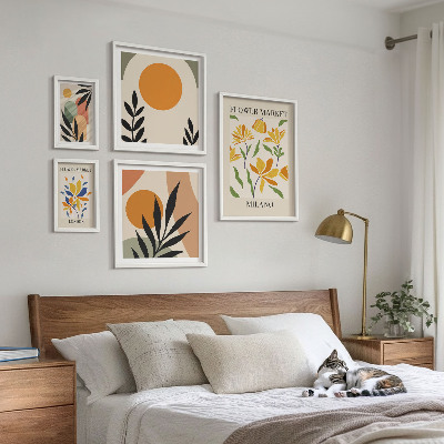 Billedkomposition til væg Abstrakte blomster i boho-stil