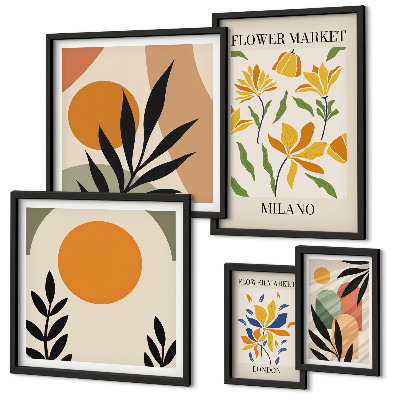 Billedkomposition til væg Abstrakte blomster i boho-stil