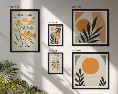 Billedkomposition til væg Abstrakte blomster i boho-stil