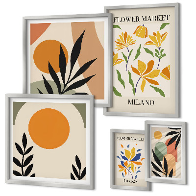 Billedkomposition til væg Abstrakte blomster i boho-stil