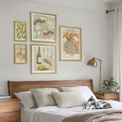Billedsæt over sofa Blomster og frugter i vintagestil