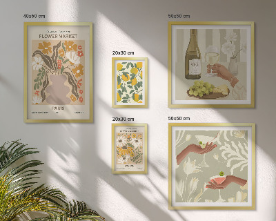 Billedsæt over sofa Blomster og frugter i vintagestil