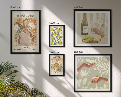 Billedsæt over sofa Blomster og frugter i vintagestil