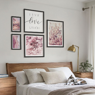 Billedkomposition til væg Blomstermotiver pastelfarvede slogans
