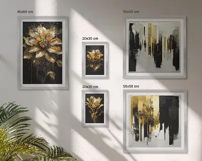 Billedsæt til væg over sofa vægkunst med elegante og moderne blomstermotiver