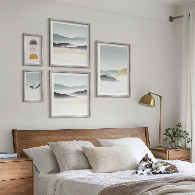 Billedsæt over sofa Abstrakte naturlandskaber