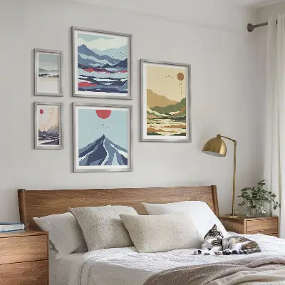 Billedkomposition til væg med bjerglandskaber i natur