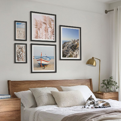 Billedsæt over sofa Landskaber, strande, hvide bygninger