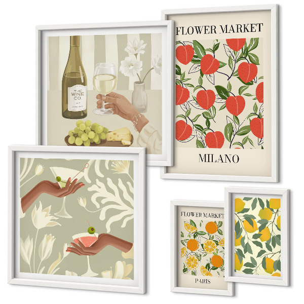Billedkomposition til væg Vintage frugtblomstermesse