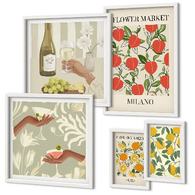Billedkomposition til væg Vintage frugtblomstermesse