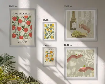 Billedkomposition til væg vintageplakat med blomstermotiv