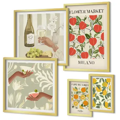 Billedkomposition til væg vintageplakat med blomstermotiv