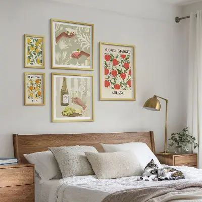 Billedkomposition til væg vintageplakat med blomstermotiv