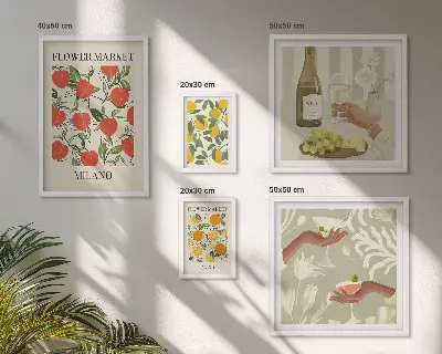 Billedkomposition til væg vintageplakat med blomstermotiv