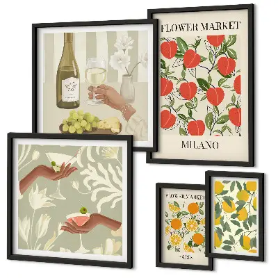 Billedkomposition til væg vintageplakat med blomstermotiv