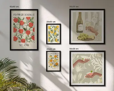 Billedkomposition til væg vintageplakat med blomstermotiv