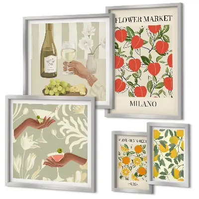 Billedkomposition til væg vintageplakat med blomstermotiv