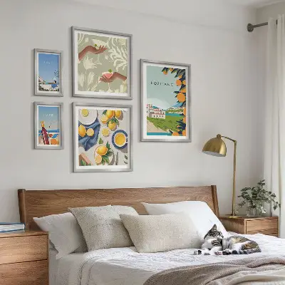 Billedkomposition til væg med motiv af italienske ferier i Amalfi og Capri