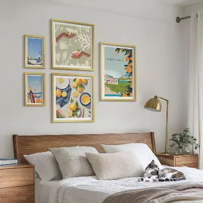 Billedkomposition til væg med motiv af italienske ferier i Amalfi og Capri