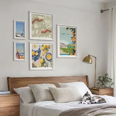 Billedkomposition til væg med motiv af italienske ferier i Amalfi og Capri