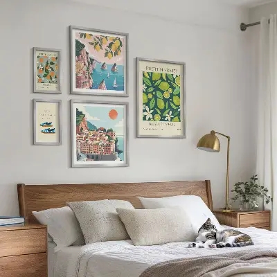 Billedsæt over sofa med motiv af tropisk frugtferie