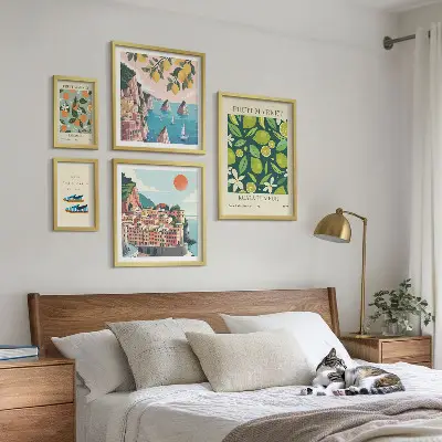 Billedsæt over sofa med motiv af tropisk frugtferie