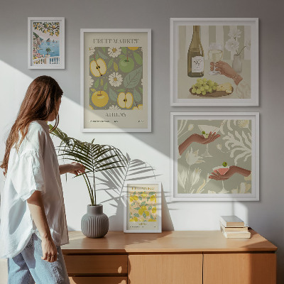 Billedkomposition til væg Atmosfæriske illustrationer fra 1970'erne