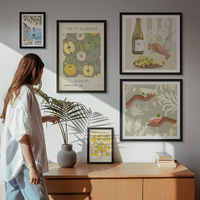 Billedkomposition til væg Atmosfæriske illustrationer fra 1970'erne
