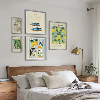 Billedsæt til sofa med frugtagtige vintage-motiver