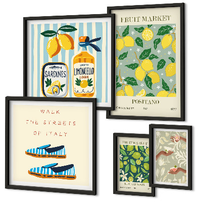 Billedsæt over sofa Frugtagtige vintage-inspirationer