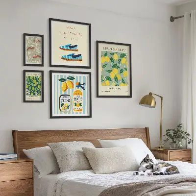 Billedsæt til sofa med frugtagtige vintage-motiver