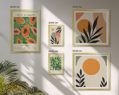 Billedsæt over sofa Tropiske frugter retro motiver