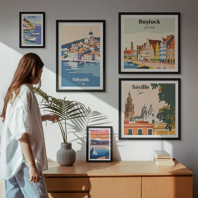 Billedsæt over sofa Landskaber i kystbyer