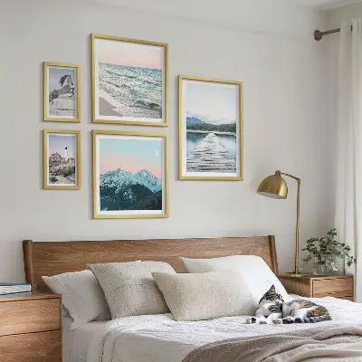 Billedkomposition til væg med naturlandskabsmotiver