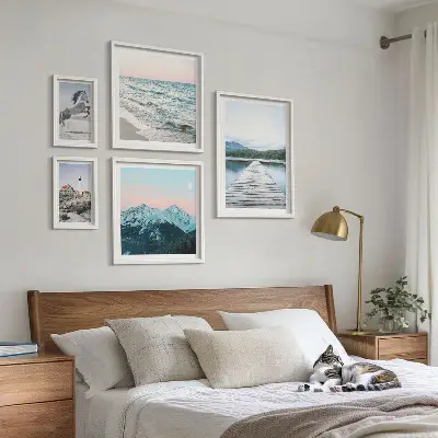 Billedkomposition til væg med naturlandskabsmotiver