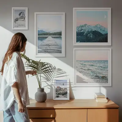 Billedkomposition til væg med naturlandskabsmotiver