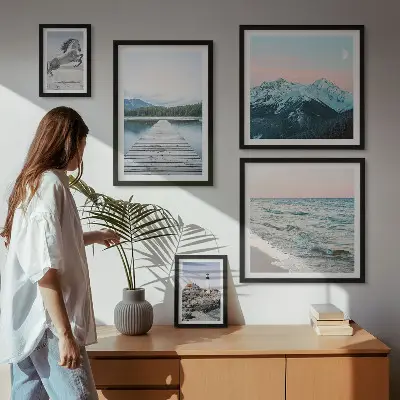 Billedkomposition til væg med naturlandskabsmotiver